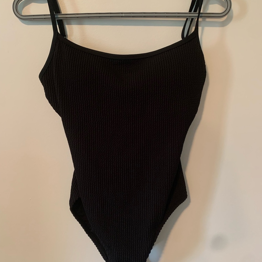 Aerie Black Ribbed Bathing Suit